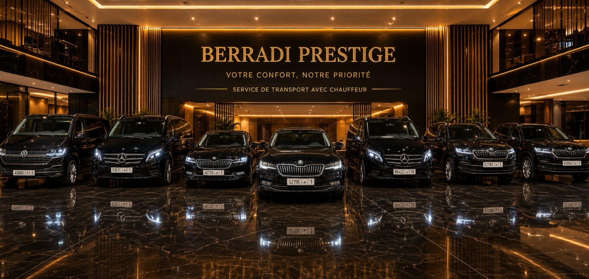 Showroom Berradi Prestige — flotte de véhicules avec chauffeur
